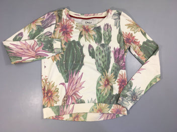 Sweat écru fleurs cactus, légèrement bouloché