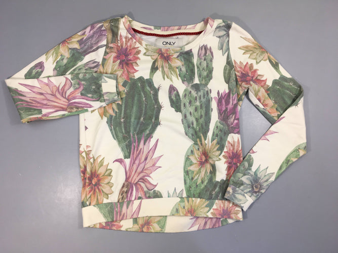 Sweat écru fleurs cactus, légèrement bouloché, moins cher chez Petit Kiwi