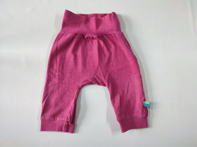Pantalon sarouel jersey rose rayé rouge (légèrement bouloché), moins cher chez Petit Kiwi