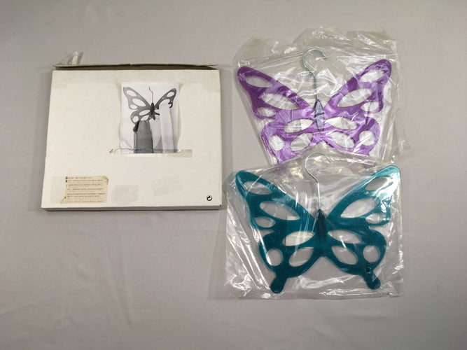 Lot de 2 cintres papillon bleu/mauve pour foulards/écharpes, moins cher chez Petit Kiwi