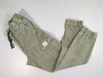 Pantalon cargo kaki taille et chevilles élastiques, cordons effilochés