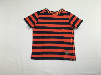 T-shirt m.c rayé orange-bleu foncé moucheté