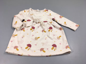 Robe ml molleton écru, champignons, très légèrement bouloché