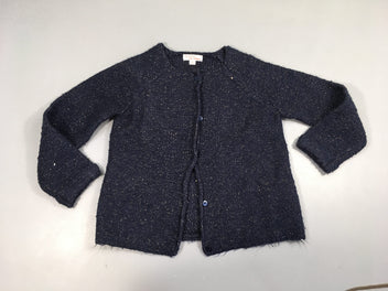 Gilet bleu foncé fil métalisé doré Légèrement bouloché