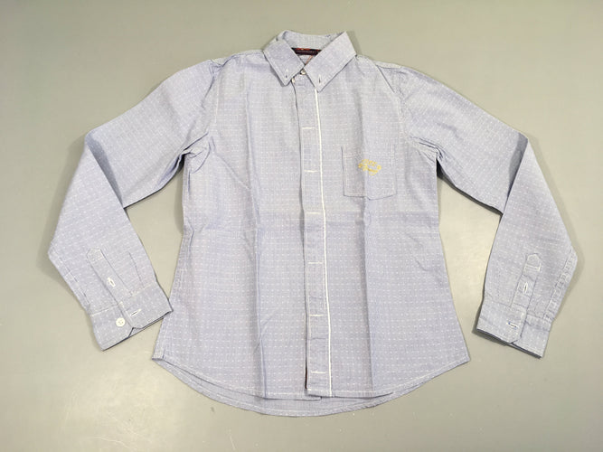 Chemise m.l bleu clair ligné broderie let it snow, moins cher chez Petit Kiwi