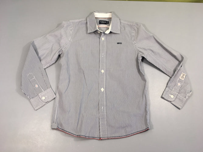 Chemise m.l blanche ligné bleu foncé, moins cher chez Petit Kiwi