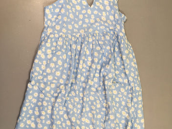 Robe fines bretelles mousseline bleu clair fleurie