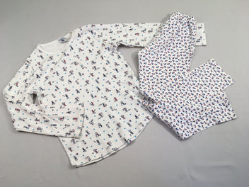 Pyjama 2pcs jersey blanc motifs enfant plage-Pantalon blanc fleuri