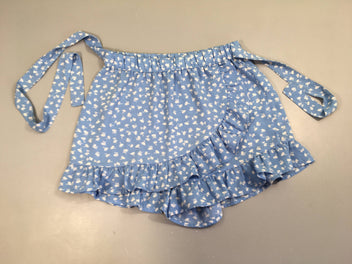 Jupe voile bleue fleurie volants ceinture