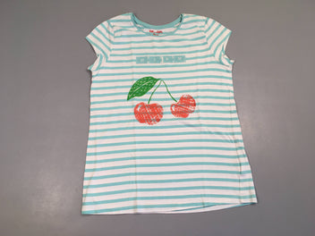 T-shirt m.c blanc rayé bleu cerises, bouloché