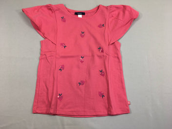 T-shirt m.c rose fraise sequins