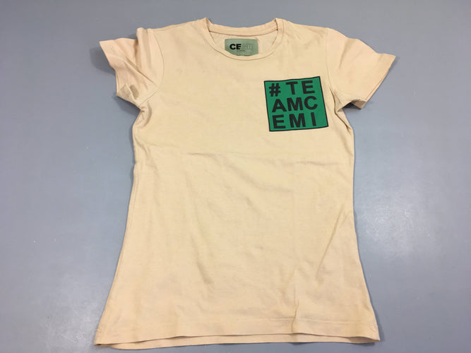 T-shirt m.c  beige motif carré vert, CEMI, moins cher chez Petit Kiwi