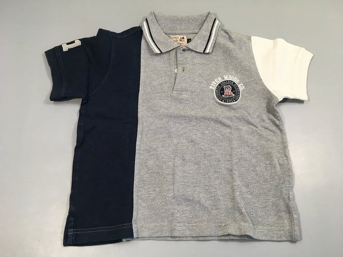 Polo gris clair , marine et blanc, moins cher chez Petit Kiwi