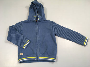 Gilet à capuche zippé bleu avec ligne aux poignet et dans le bas , motif baleine dos
