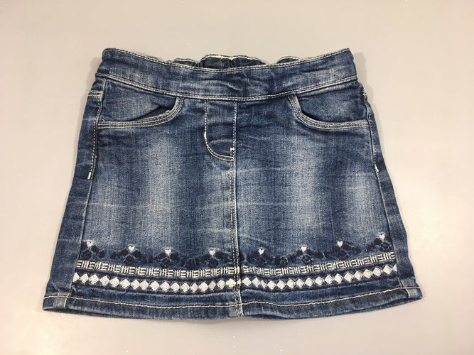 Jupe en jean broderies, moins cher chez Petit Kiwi