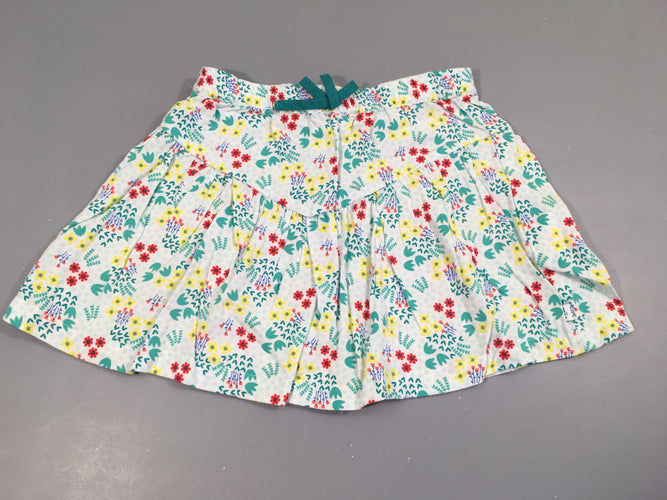 Jupe blanche fleurie noeud, moins cher chez Petit Kiwi