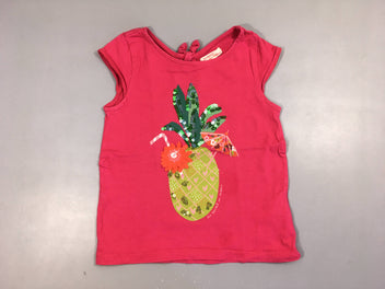 T-shirt m.c rose vif ananas sequins
