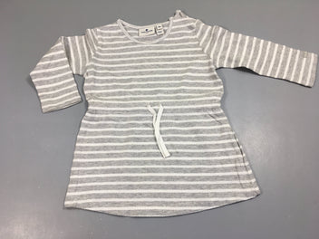 Robe m.l jersey rayures gris clair et blanc cordon à la taille