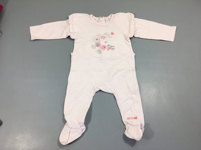 Pyjama jersey rose pâle, petites fleurs, moins cher chez Petit Kiwi