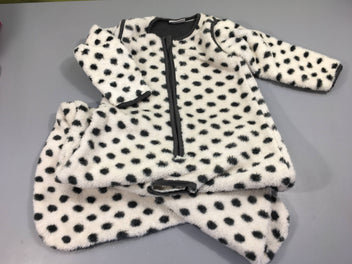 Sac de couchage manches amovibles softy blanc pois noir, décousu au niveau de la fermeture