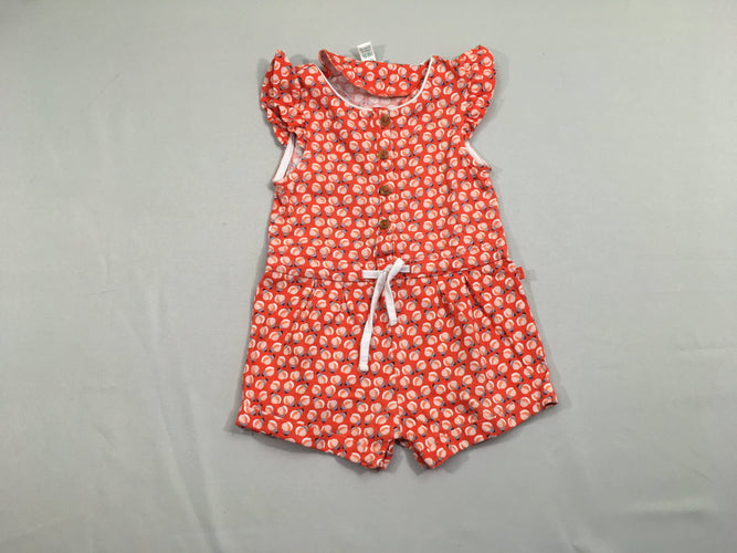 Combishort jersey orange motifs, moins cher chez Petit Kiwi