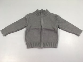Gilet coton  gris foncé zippé