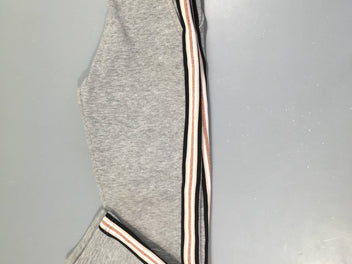 Pantalon de training gris chiné bandes latérales rose doré irisé