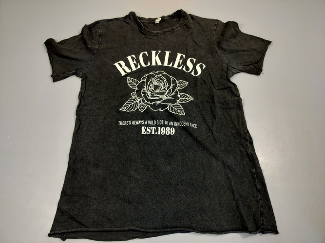 T-shirt m.c noir, rose doré pailleté "Beckless", moins cher chez Petit Kiwi