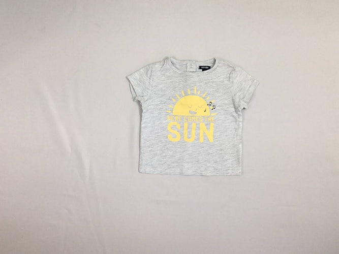 T-shirt m.c gris chiné soleil, moins cher chez Petit Kiwi
