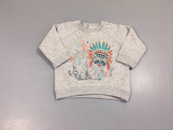 Sweat gris chiné animal indien-Légèrement bouloché