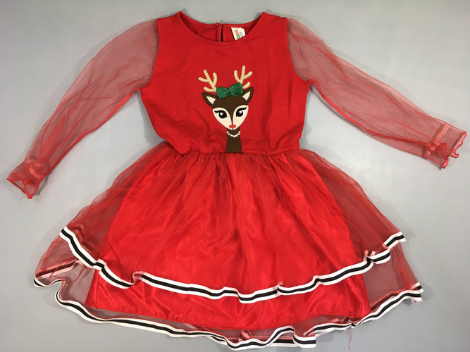 Robe m.l molleton/tulle rouge Renne de Noël, Deno Kids, moins cher chez Petit Kiwi