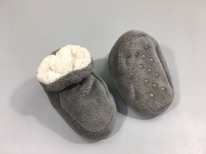 Chaussons souples velours gris, 18-20, moins cher chez Petit Kiwi