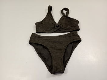 Bikini noir texturé, pas de taille indiquée, estimée 12a