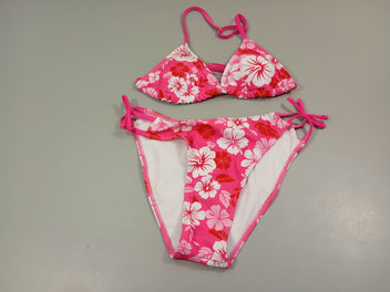 Bikini rose à fleurs blanc et rose