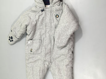 Combinaison pilote 15% laine gris chiné doublé polar à capuche
