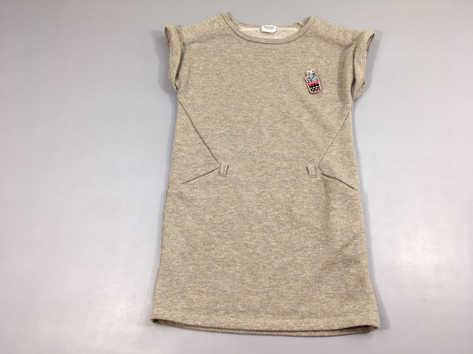 Robe sweat m.c molleton gris irisé doré écussons boutonné cactus Légèrement bouloché, moins cher chez Petit Kiwi