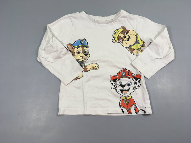 T-shirt m.l blanc Pat Patrouille, moins cher chez Petit Kiwi