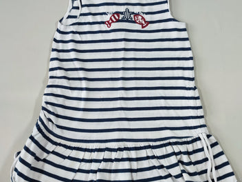 Robe s.m jersey blanche rayée bleu marine poissons tortue