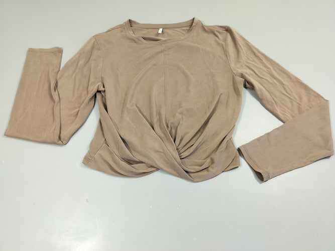 T-shirt m.l brun,court. Noeud sur le dessous., moins cher chez Petit Kiwi