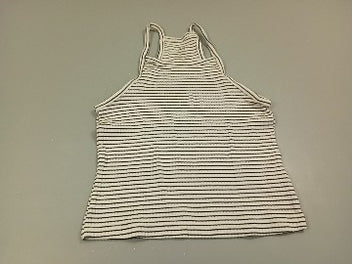 Débardeur côtelé blanc rayé bleu marine