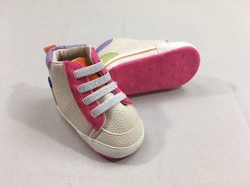 Baskets souples beige-rose semelle textile