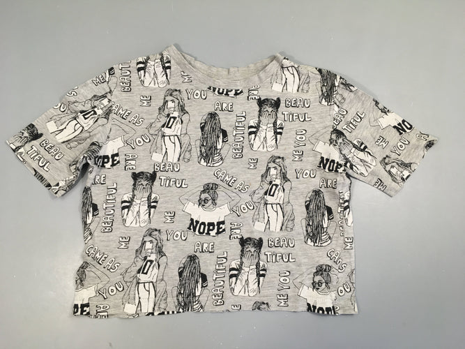T-shirt m.c gris cropped filles-Petites taches, moins cher chez Petit Kiwi