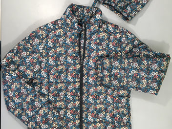 Etat neuf-Doudoune light fleurie bleue Avec housse de rangement