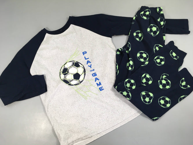 Pyjama 2pcs velours gris-bleu Play Game Foot, moins cher chez Petit Kiwi