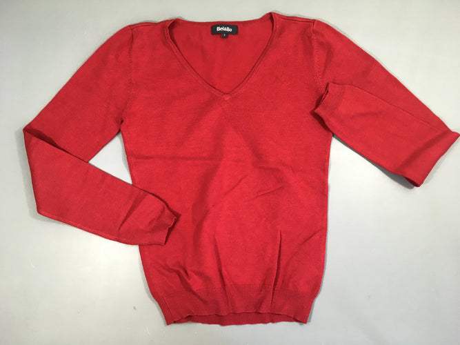 Pull rouge col V, moins cher chez Petit Kiwi