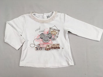 T-shirt m.l blanc  telephone ours froufrou tulle col