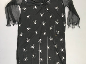 Déguisement Halloween robe de sorcière m.l noire araignées, tulle manches
