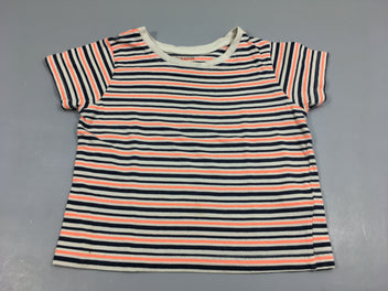 T-shirt m.c rayé beige-bleu foncé-orange