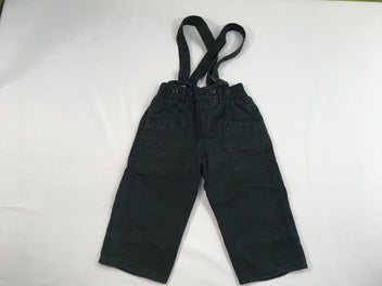 Pantalon noir grisé flammé à bretelles amovibles