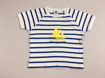 T-shirt m.c blanc rayé bleu voilier jaune